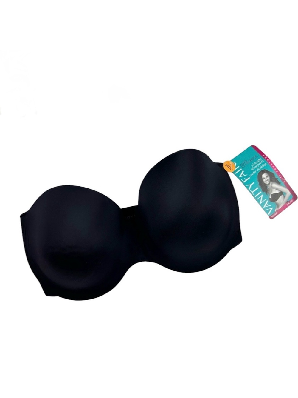 Vanity Fair Nearly Invisible Full Coverage Strapless Bra Size 34DD in Black